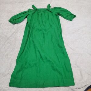 Chico's Kelly Green Cold Shoulder Ruffle Sheath Dress 0 Small Classic Spring